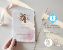 Load image into Gallery viewer, Fox Blush Pink Woodland Birthday Invitation