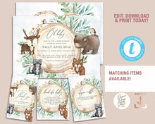 Load image into Gallery viewer, Fox Woodland Greenery Birthday Invitation