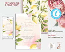 Load image into Gallery viewer, Her main squeeze Blush Lemon Bridal Shower Invitation