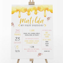 Load image into Gallery viewer, Honey Bee 1st Birthday Milestone Board