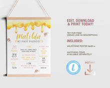 Load image into Gallery viewer, Honey Bee 1st Birthday Milestone Board