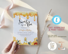 Load image into Gallery viewer, Honey Bee Editable Baby Shower Invitation Set