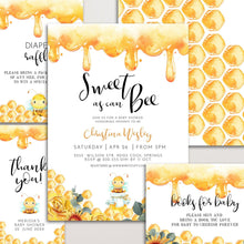 Load image into Gallery viewer, Honey Bee Editable Baby Shower Invitation Set