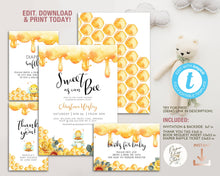 Load image into Gallery viewer, Honey Bee Editable Baby Shower Invitation Set