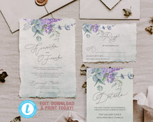 Load image into Gallery viewer, Lavender Lilac and Eucalyptus Wedding Invitation Suite - IRIS