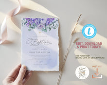 Load image into Gallery viewer, Lavender & Wisteria Baptism Invitation - IRIS