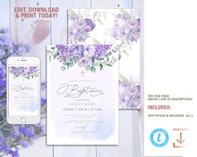 Load image into Gallery viewer, Lavender & Wisteria Baptism Invitation - IRIS