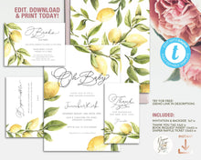 Load image into Gallery viewer, Lemon Baby Shower Invitation Set
