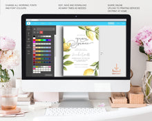 Load image into Gallery viewer, Lemon Citrus Greenery Bridal Shower Invitation Template, Her Main Squeeze Summer Shower Editable Printable Invite