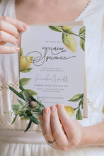 Load image into Gallery viewer, Lemon Citrus Greenery Bridal Shower Invitation Template, Her Main Squeeze Summer Shower Editable Printable Invite
