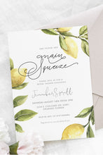 Load image into Gallery viewer, Lemon Citrus Greenery Bridal Shower Invitation Template, Her Main Squeeze Summer Shower Editable Printable Invite