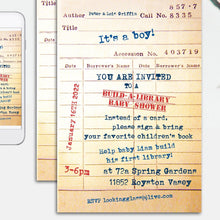 Load image into Gallery viewer, Library Card Baby Shower Invitation