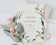 Load image into Gallery viewer, Lilies & Green Foliage Botanical Full Wedding Invitation Suite - OLIVIA