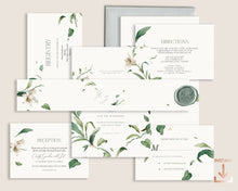 Load image into Gallery viewer, Lilies & Green Foliage Botanical Full Wedding Invitation Suite - OLIVIA