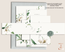 Load image into Gallery viewer, Lilies & Green Foliage Botanical Full Wedding Invitation Suite - OLIVIA