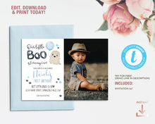 Load image into Gallery viewer, Little Boo Boy Cute Ghost Fall Birthday Photo Invitation