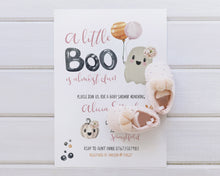 Load image into Gallery viewer, Little Boo Halloween Baby Shower Invitation, Cute Pink Ghost Girl Shower Editable Template