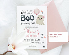 Load image into Gallery viewer, Little Boo Halloween Birthday Girl Photo Invitation