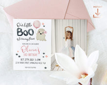 Load image into Gallery viewer, Little Boo Halloween Birthday Girl Photo Invitation