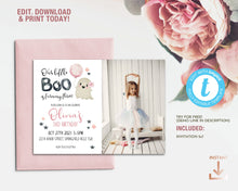 Load image into Gallery viewer, Little Boo Halloween Birthday Girl Photo Invitation