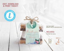 Load image into Gallery viewer, Little Mermaid Birthday printable Favor Tag, Under the Sea Party editable thank you tag