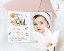 Load image into Gallery viewer, Little Pumpkin Fall Birthday Girl Photo Invitation