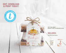 Load image into Gallery viewer, Little Pumpkin Floral Fall Baby Girl Shower Favor Tag