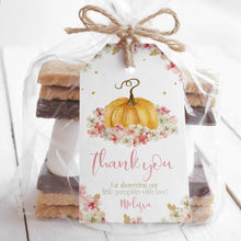 Load image into Gallery viewer, Little Pumpkin Floral Fall Baby Girl Shower Favor Tag