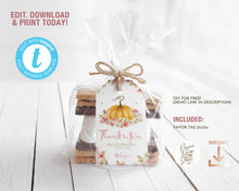 Load image into Gallery viewer, Little Pumpkin Floral Fall Birthday Party Favor Tag