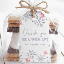 Load image into Gallery viewer, Little Snowflake Winter Wonderland Favor Tag in pink