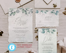 Load image into Gallery viewer, Muted Green Eucalyptus & Silver Full Wedding Stationery Suite - APRIL