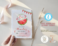 Load image into Gallery viewer, ONE in a Melon Watermelon First Birthday Invitation