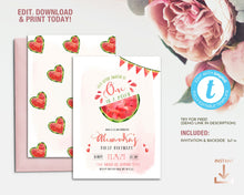 Load image into Gallery viewer, ONE in a Melon Watermelon First Birthday Invitation