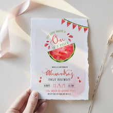 Load image into Gallery viewer, ONE in a Melon Watermelon First Birthday Invitation