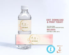 Load image into Gallery viewer, Over the Moon Blush & Gold Floral Water Bottle Label