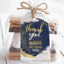 Load image into Gallery viewer, Over the Moon Navy & Gold Baby Shower Favor Tag