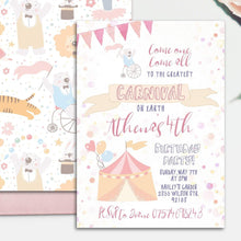Load image into Gallery viewer, Pink Carnival Birthday Invitation