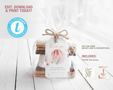Load image into Gallery viewer, Pink Hot Air Balloon Party Favor Tag