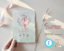 Load image into Gallery viewer, Pink Little Mermaid Birthday Invitation