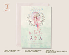 Load image into Gallery viewer, Pink Little Mermaid Birthday Invitation