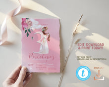 Load image into Gallery viewer, Pink Princess Fairytale Birthday Invitation