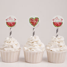 Load image into Gallery viewer, Pink Watermelon Party Cupcake Topper Round Tag