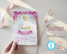 Load image into Gallery viewer, Pixie Dust Fairy birthday invitation in Pink & Gold