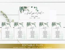 Load image into Gallery viewer, Printable Wedding Seating Chart template, Editable DIY Hanging Cards seating plan, Greenery Eucalyptus Elegant Reception Welcome Boho Chart