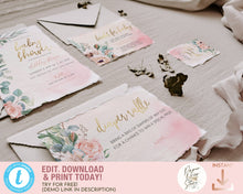 Load image into Gallery viewer, Rose and Eucalyptus Baby Shower Invitation Set - ROSANNA
