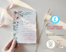 Load image into Gallery viewer, Rose and Eucalyptus Baptism Invitation - ROSANNA