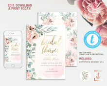 Load image into Gallery viewer, Rose and Eucalyptus Bridal Shower Invitation - ROSANNA