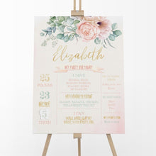 Load image into Gallery viewer, Roses & Eucalyptus First Birthday Milestone Board - ROSANNA
