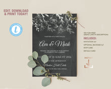 Load image into Gallery viewer, Rustic Chalkboard & Lace Wedding Invitation Suite