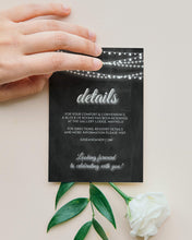 Load image into Gallery viewer, Rustic Chalkboard & String Lights Wedding Invitation Suite